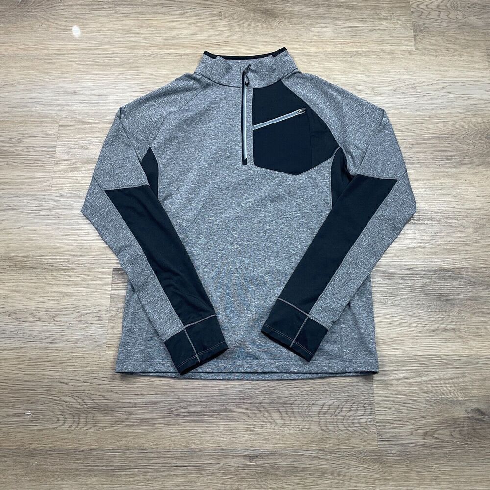 Obermeyer Shirt Mens Large Gray Hiking 1/4 Zip Outdoor Pullover Long Sleeve
